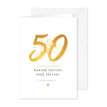 Jubileumkaart 50 jaar huwelijk goudlook klassiek